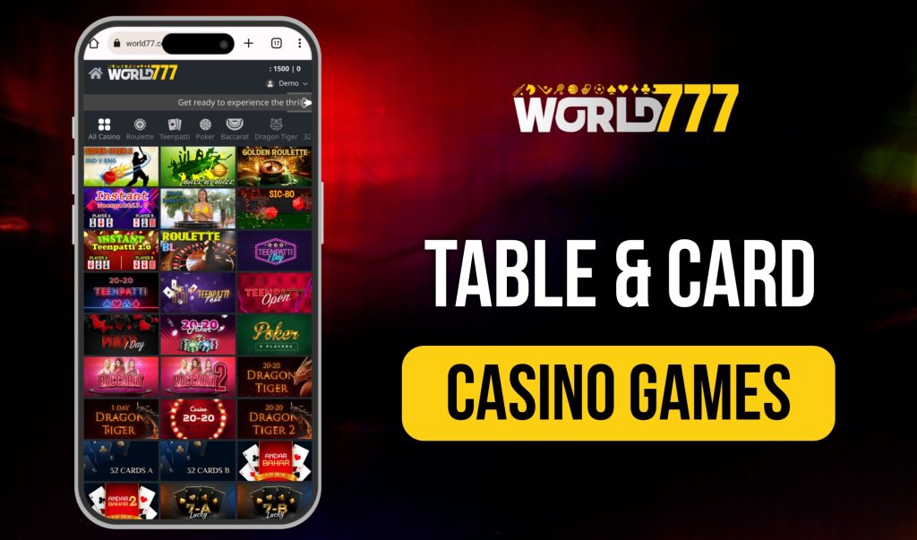 World777 10 Table & Card Casino Games World777